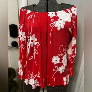 Women’s Floral Off-Shoulder Top with Embroidery Liv Los Angeles by Anthro Small